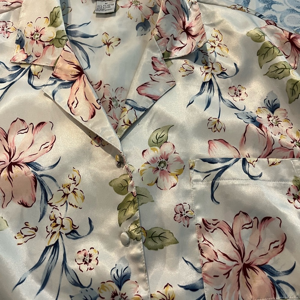 Floral Satin Pajama Top